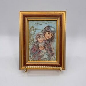 Edna Hibel "Valentina and Nore" Stone Lithograph Framed Mother Child Art